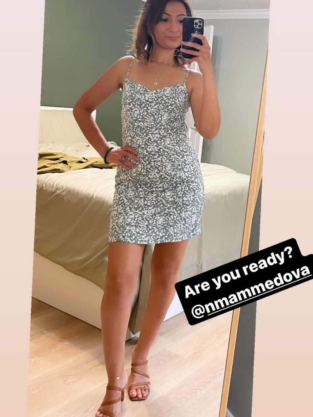 Abercrombie & Fitch Sage Green and White Floral Mini Dress